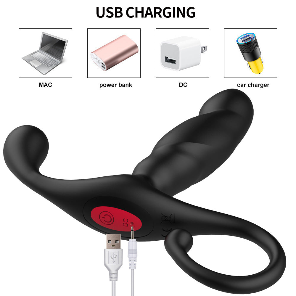 Masajeador de vibración recargable con botón Black Warrior de silicona