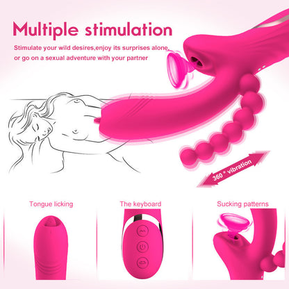 3-in-1-Silikonmassagegerät mit Stimulation und Vibration