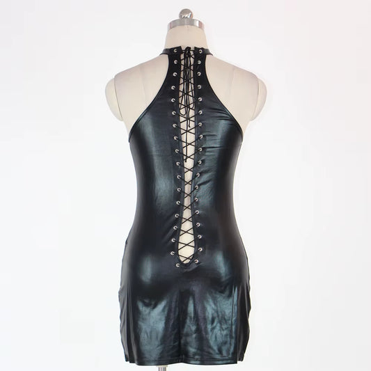 Erotic Sexy Lingerie Women Erotic Dress PU Leather Clubwear Exotic Apparel Sex Bondage Porno Costumes Underwear