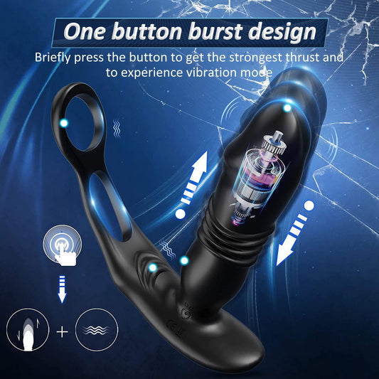 Prostata-Massagegerät mit Doppelring-Teleskopstecker und Fernbedienung