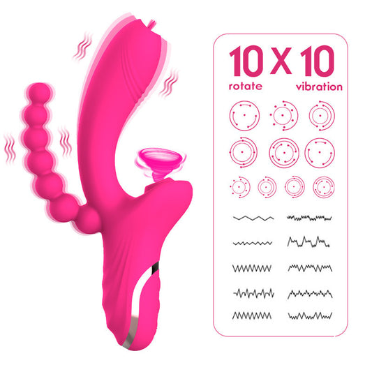 3-in-1-Silikonmassagegerät mit Stimulation und Vibration