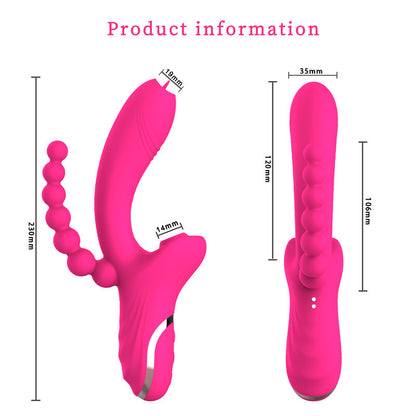 3-in-1-Silikonmassagegerät mit Stimulation und Vibration