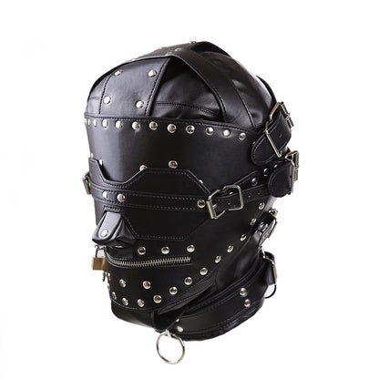 Máscara cerrada con todo incluido y cremallera para la cabeza BDSM Bondage