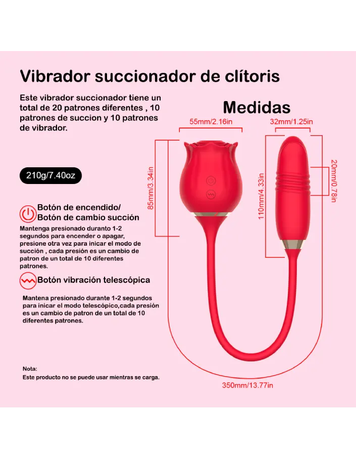 succionador de clítoris vibrador tipo rosa para mujeres
